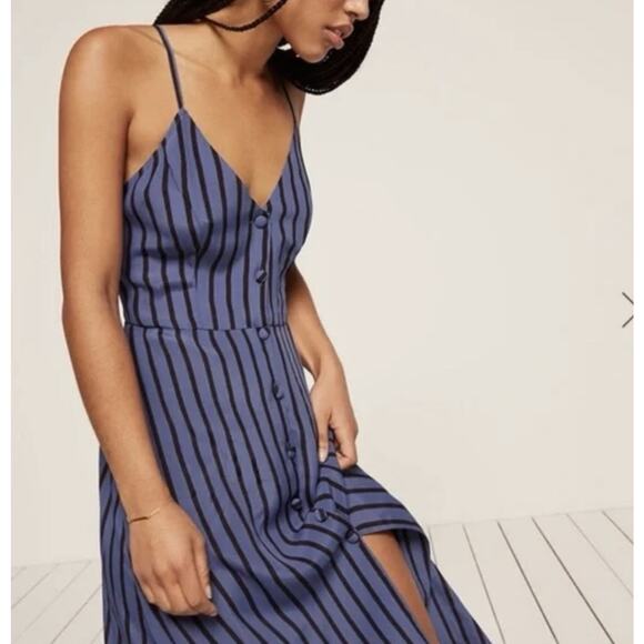 NWT Reformation Savanah Dress Blue striped Sundress Women's Size 0 - Picture 6 of 15